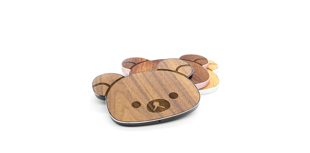 Bear design -compatible with 10W/5W Aluminium+Cherry wireless charger
